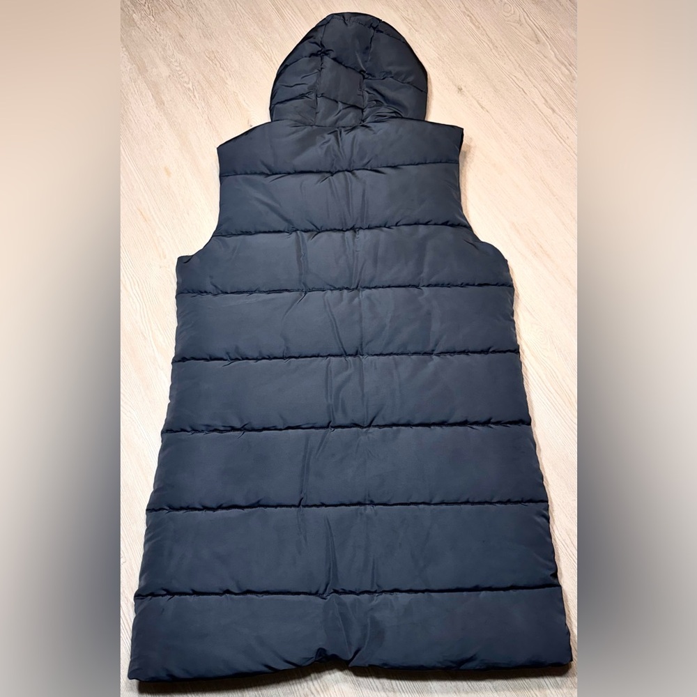 Pink Soda Sport Longline Hooded Puffer Vest Black Size M - Picture 3 of 10